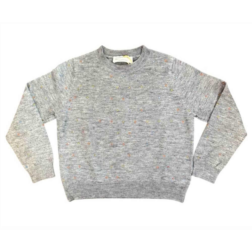 NEW COMPANIA FANTASTICA girl's bejeweled sweater in grey